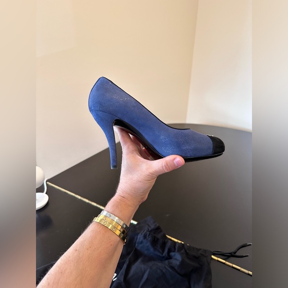 Chanel Authentic Vintage Retro LUXURY CLASSIC RARE Dark Blue Suede Pumps/Shoes - Picture 13 of 17